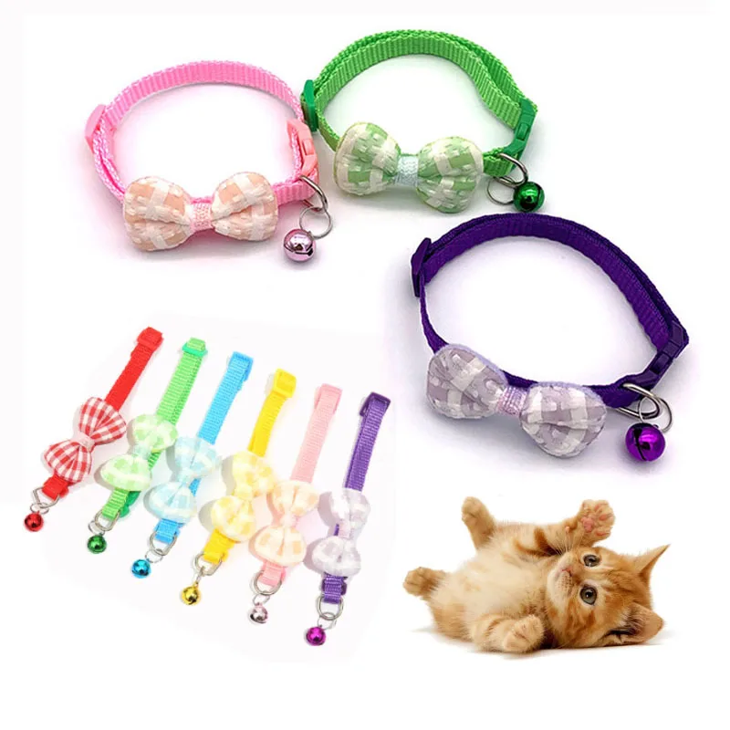 

Pet Cat Puppy Neck Ring Cute Bow Collar Comfortable With Bells Anti Lost Pet Decoration Products Collar Perro