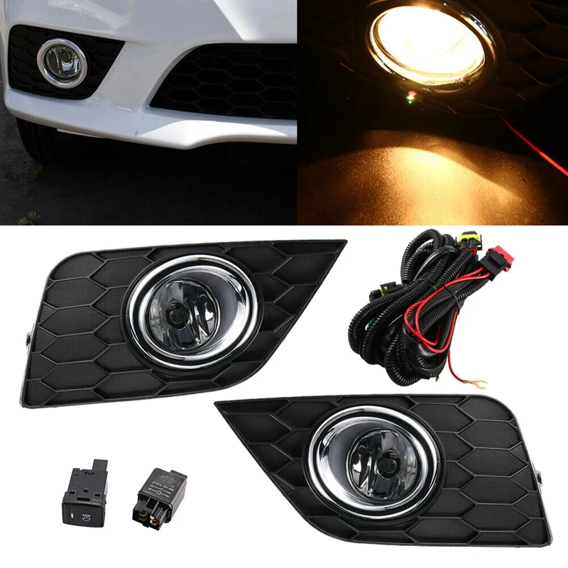 

for 2017-2019 Nissan Sentra Pair Front Bumper Clear Lens Fog Light Lamp with Bulbs + Wiring + Switch Kit Assembly