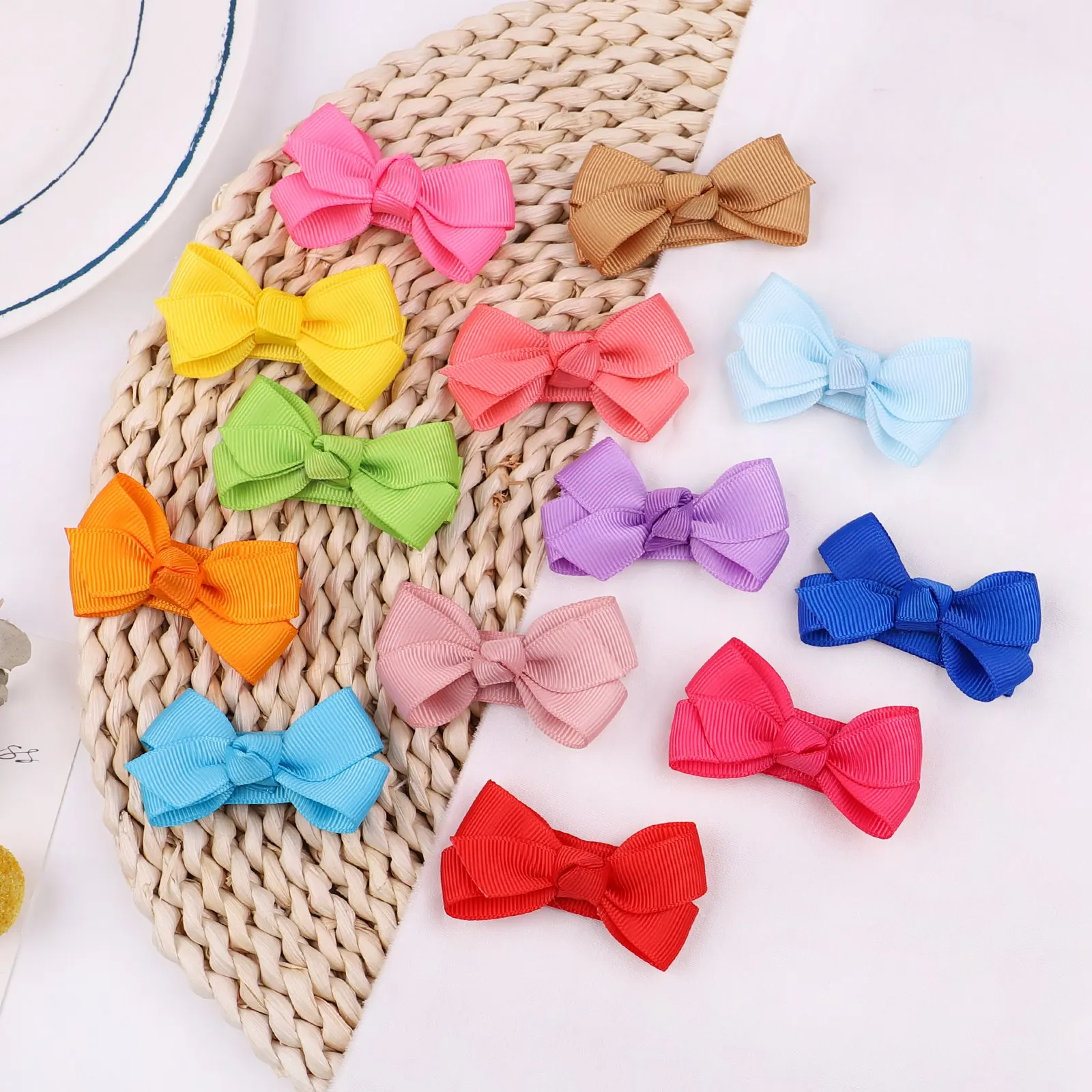 

10pcs/Lot Grosgrain Ribbon Hair Clips For Cute Girls Boutique Solid Bows Hairpins Barrettes Headwear Kids Hair Accessories