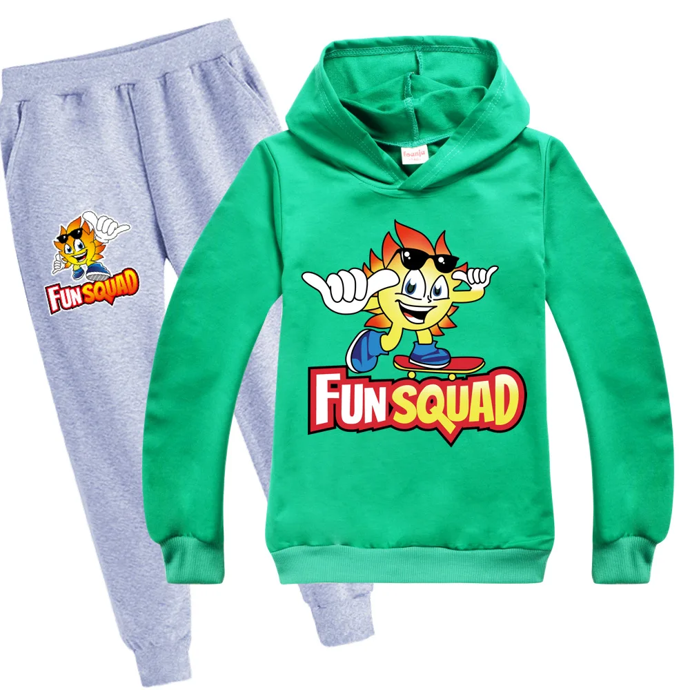 Fun Squad Children Clothing Boys Girls Hoodies Cotton Long Sleeve Sweatshirt Tops and Pants 2pcs Sets kids Tracksuit Outfits