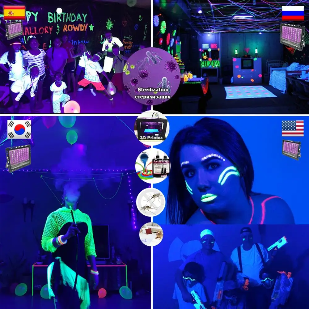 365nm 395 Ультрафиолетовый светодиодный черный светильник лампа УФ выпускной бар