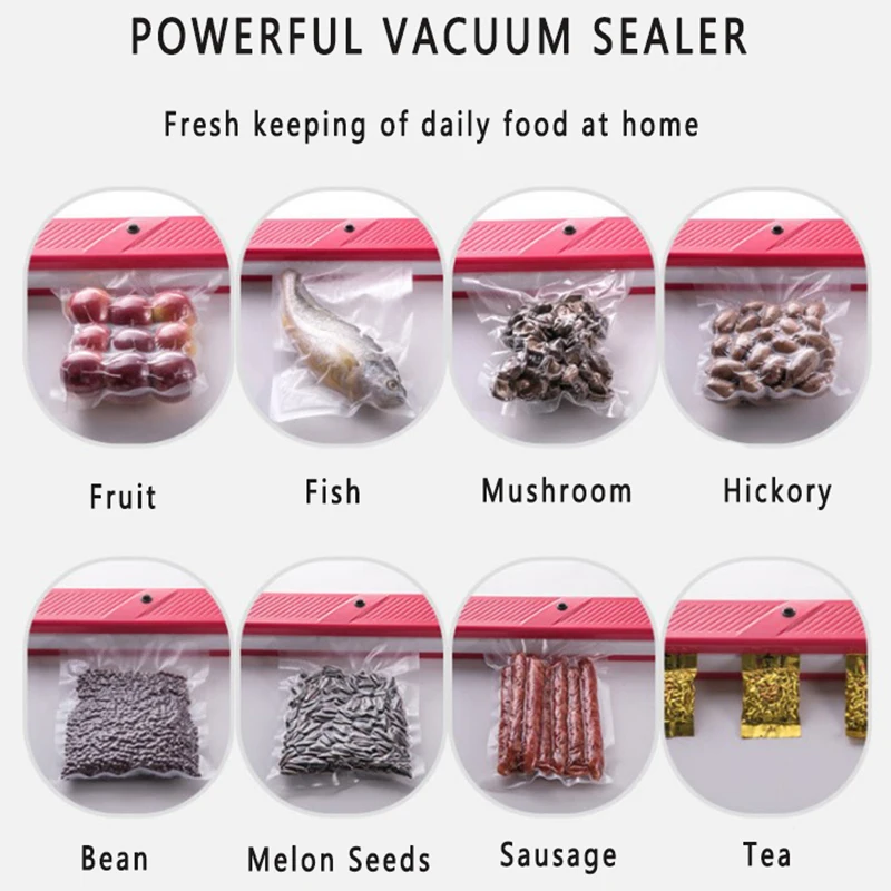 

LORERIDE Electric Power Household Vacuum Sealer 220V/110V Including 15Pcs Food Saver Bags Free Vacuum Food Sealing