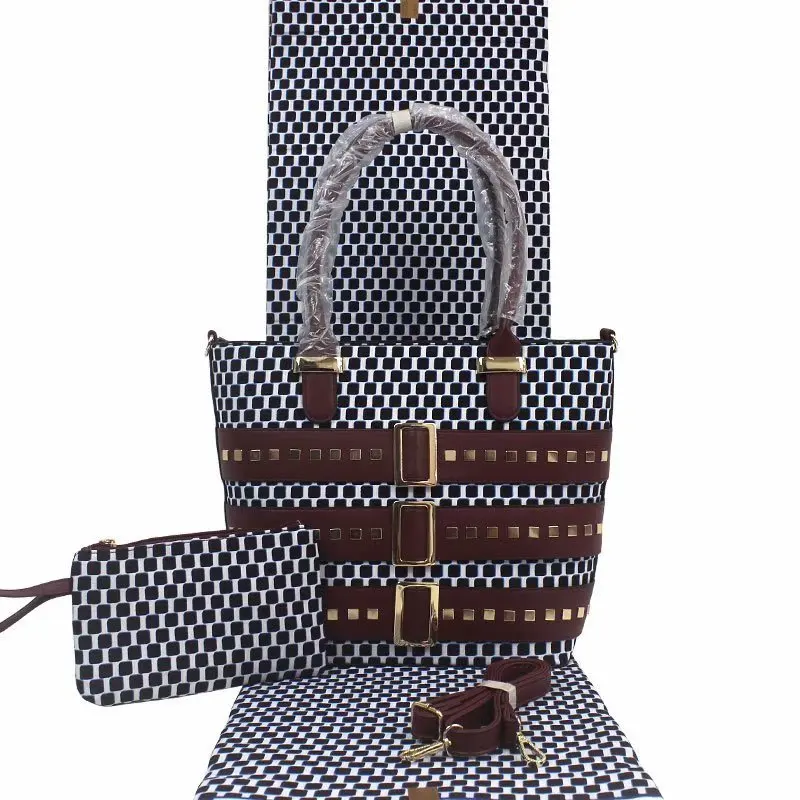 3 Esewing длится модные Африканский воск и сумочек в тон, комплект одежды, 3 элемента одежды, шт./компл. Анкара воск сумочка в комплекте 6 ярдов в африканском стиле из натуральной кожи мягкие Анкара воск ткань - Цвет: 3