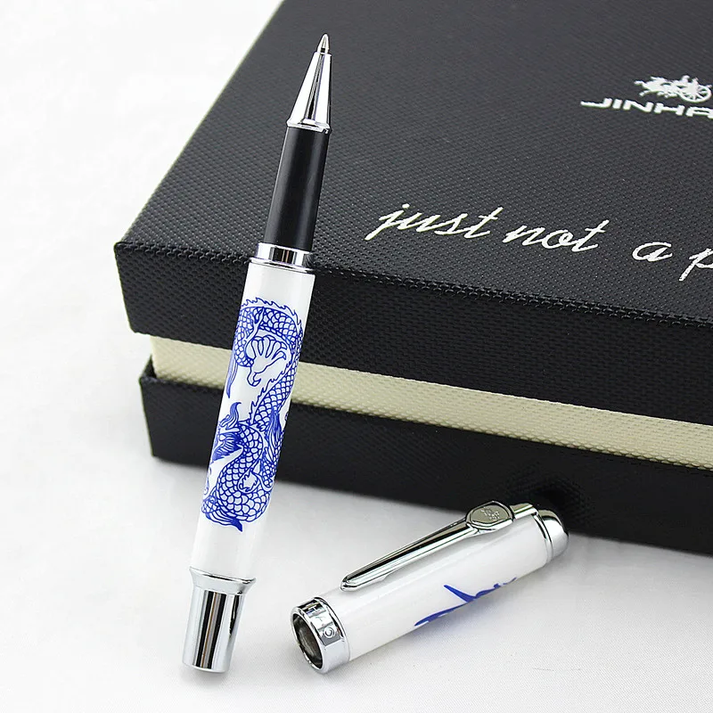 

High quality Jinhao Ceramics Pen Dragon pattern luxury Writing Colour Business office Medium nib Rollerball Pen New Gifts Pen