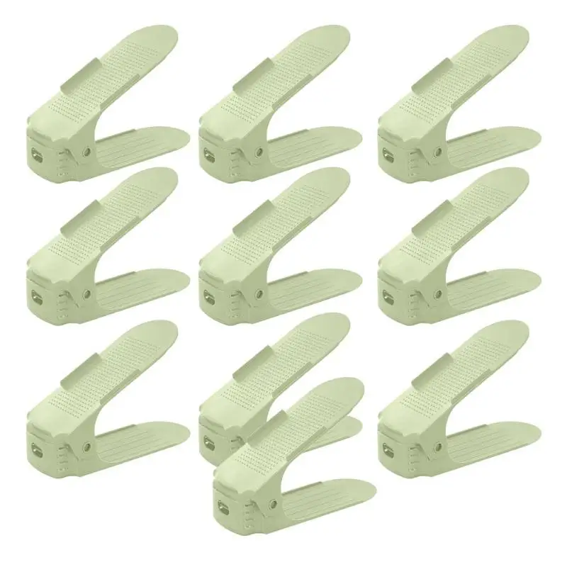 10pcs green 1/5/10 шт Регулируемый обувной Органайзер двойной стеллаж для хранения обуви Space Saver обувь органайзеры стенд полка для Гостиная - Цвет: 10pcs green
