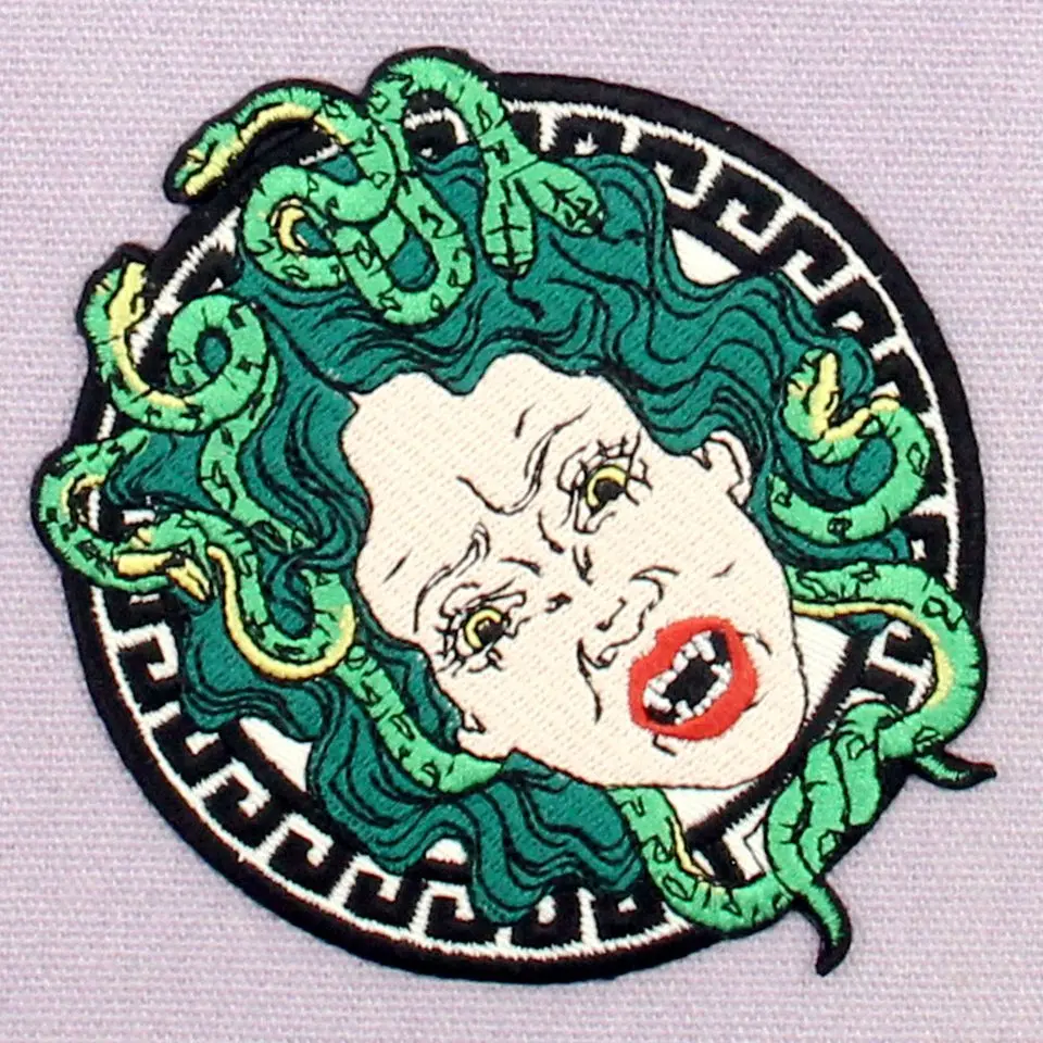 Нашивки Embird вышитые нашивки чтобы надеть рюкзаки Медуза голова на щит ручной