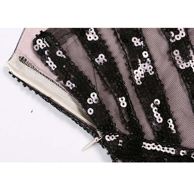 

Retro Women Long Sequined Flapper Dress Vintage Ladies Sleeveless Great Gatsby Dress Female Mermaid Dress for Party Cocktail