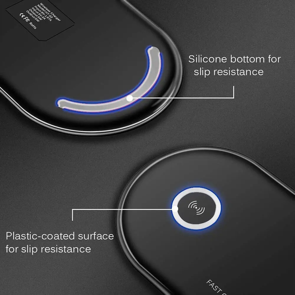 Быстрое беспроводное зарядное устройство 2 в 1 для Airpods Pro iPhone 8 X XR XS 11 Samsung S20 S10 Xiaomi Mi