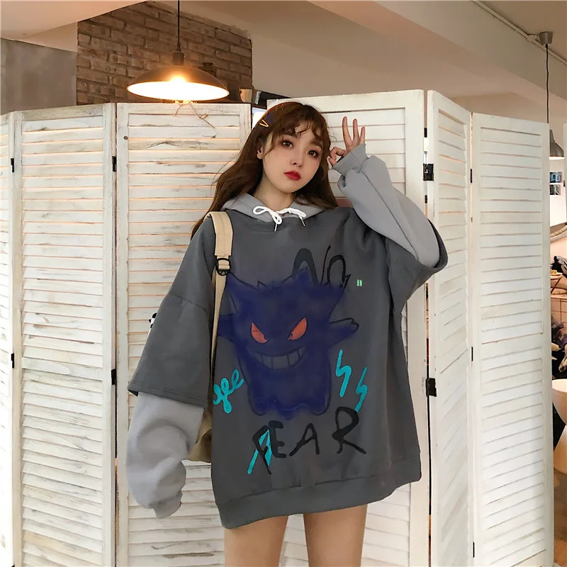 

ZOGAA Purple Women Oversized Hoodie Loose Female Sweatshirt Hoodies Harajuku Kpop Streetwear Halloween Korean Monster Alphabeter
