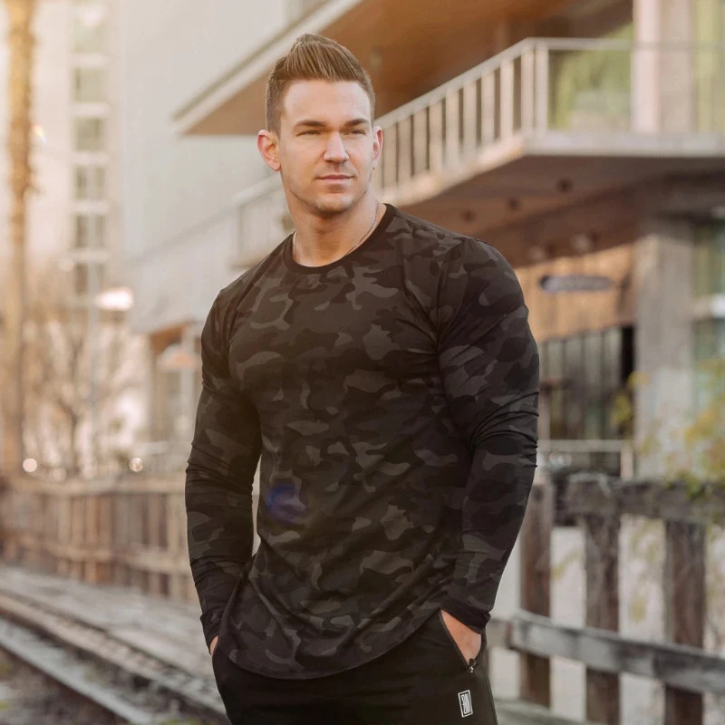 

Casual Long sleeve Cotton camouflage T-shirt Men Gyms Fitness Workout Skinny t shirt Autumn New Male Tee Tops Sporty Clothing