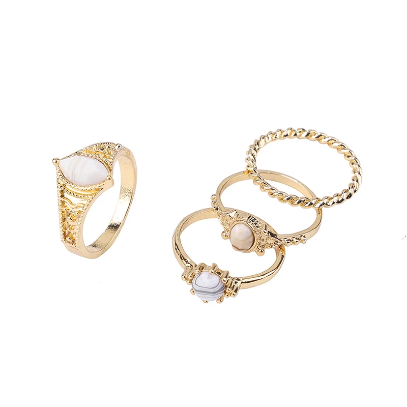 Комплект колец с резным золотом Женский Изящные Ювелирные украшения