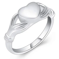 fashion silver palted hand with heart finger rings for women simple couple men ring jewelry friendship anniversary gifts