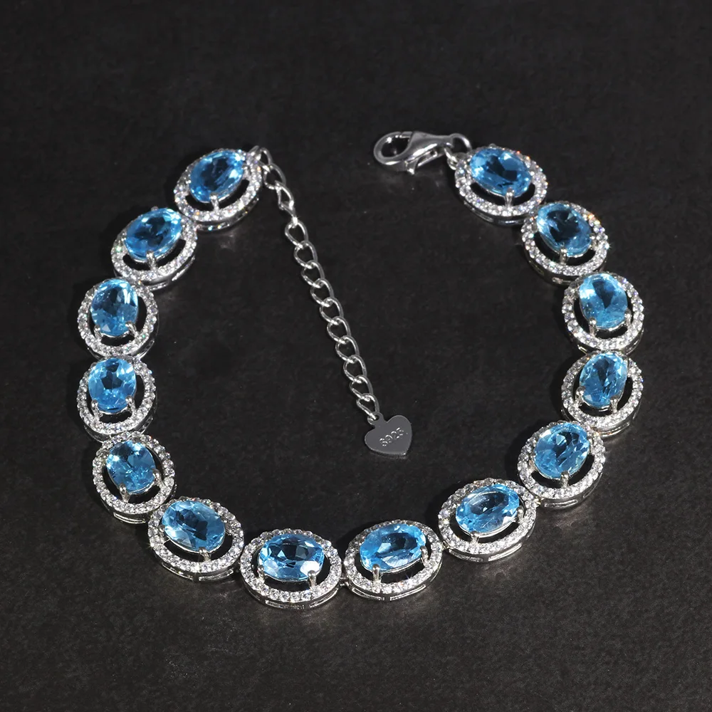 

Гарантировано 925 пробы серебро цепочка Браслеты для Для женщин с природным драгоценным камнем топаз классический вдохновляющие Браслеты