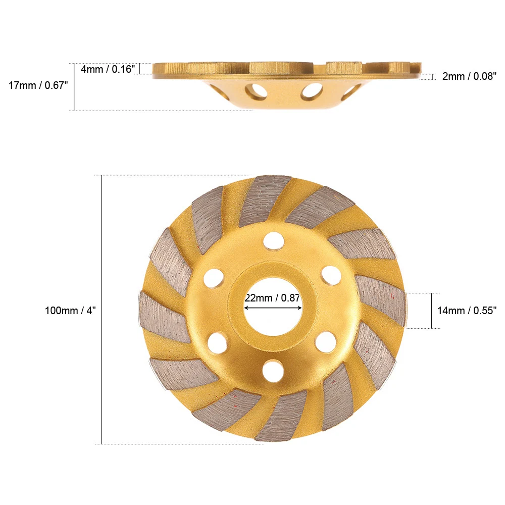 

100mm/4 inch Diamond Grinding Wheel Disc Bowl Shape Grinding Cup Concrete Granite Marble Stone Ceramics Tools 22mm Inner Hole