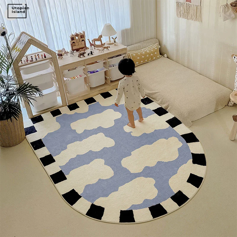 Овальный ковер для гостиной современный Пушистый Коврик детей прикроватный