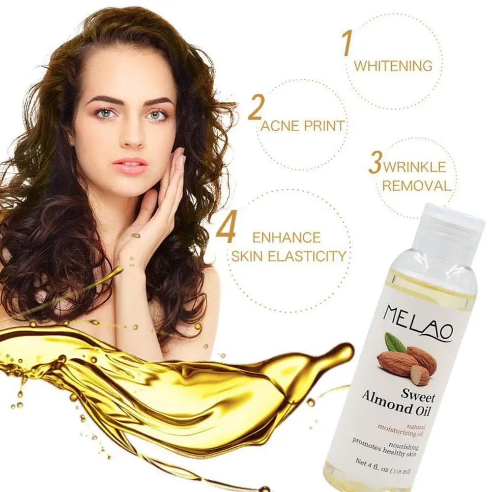 

118ml Sweet Almond Oil Natural Plant Essential Oils Body Skin Massage Oil Relaxing Moisturizing Spa Body Smoothing Base Car Y1R8