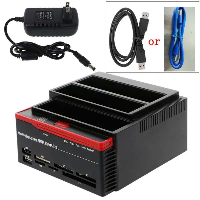

Док-станция для внешних жестких дисков 2,5 дюйма/3,5 дюйма, USB 3,0-SATA IDE, считыватель карт