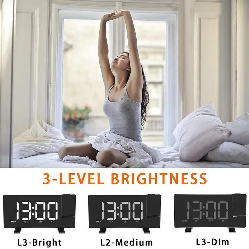 

LED Multifunctional Mirror Clock Digital Alarm Light USB Battery Desktop Snooze Night Table Decoration