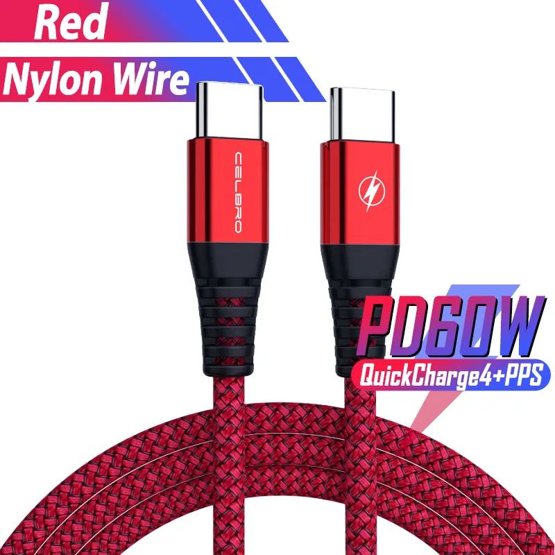 red Кабель Usb type C для Macbook Switch samsung S10 Pd 3,0 Quick Charge 4,0 60w Usb C type C кабель для зарядного устройства каво Usb 3,1 - Цвет: red