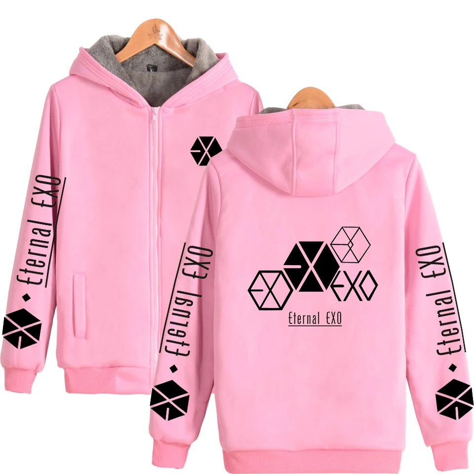 Толстовка EXO на молнии Корейская команда группа 2D утепленная модная трендовая