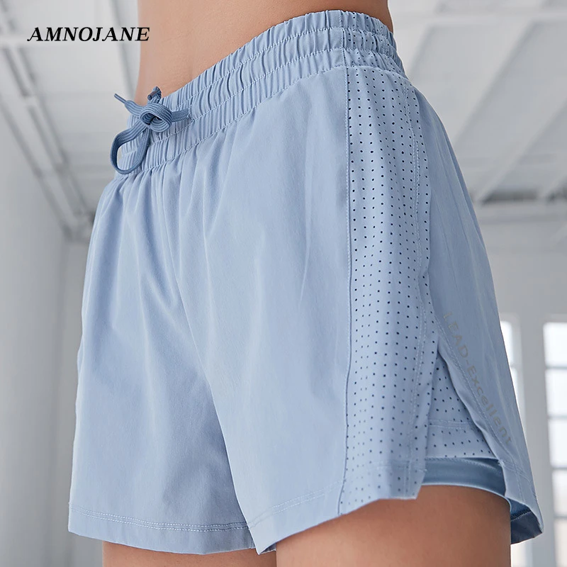 Шорты для бега женские 2 в 1 леггинсы тренажерного зала Спортивная шорты Байкер