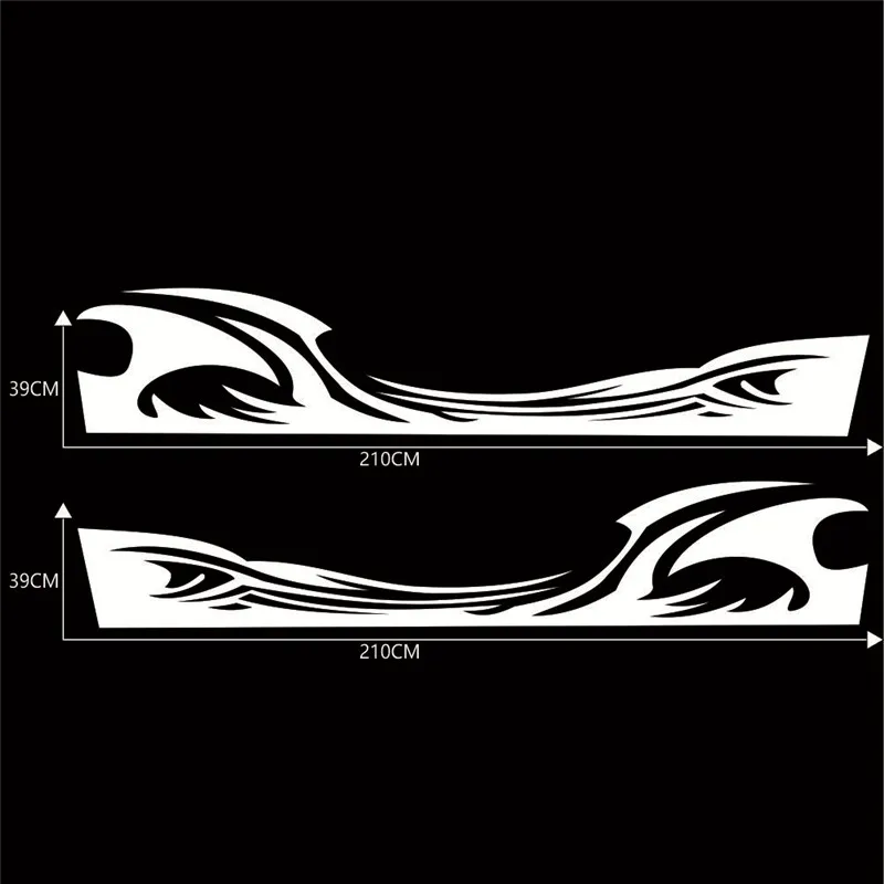 

2pcs Flame Totem Car Sticker Car Body Racing Side Door Long Stripe Stickers Auto Vinyl Decal Truck Vinyl Graphics Side Sticker