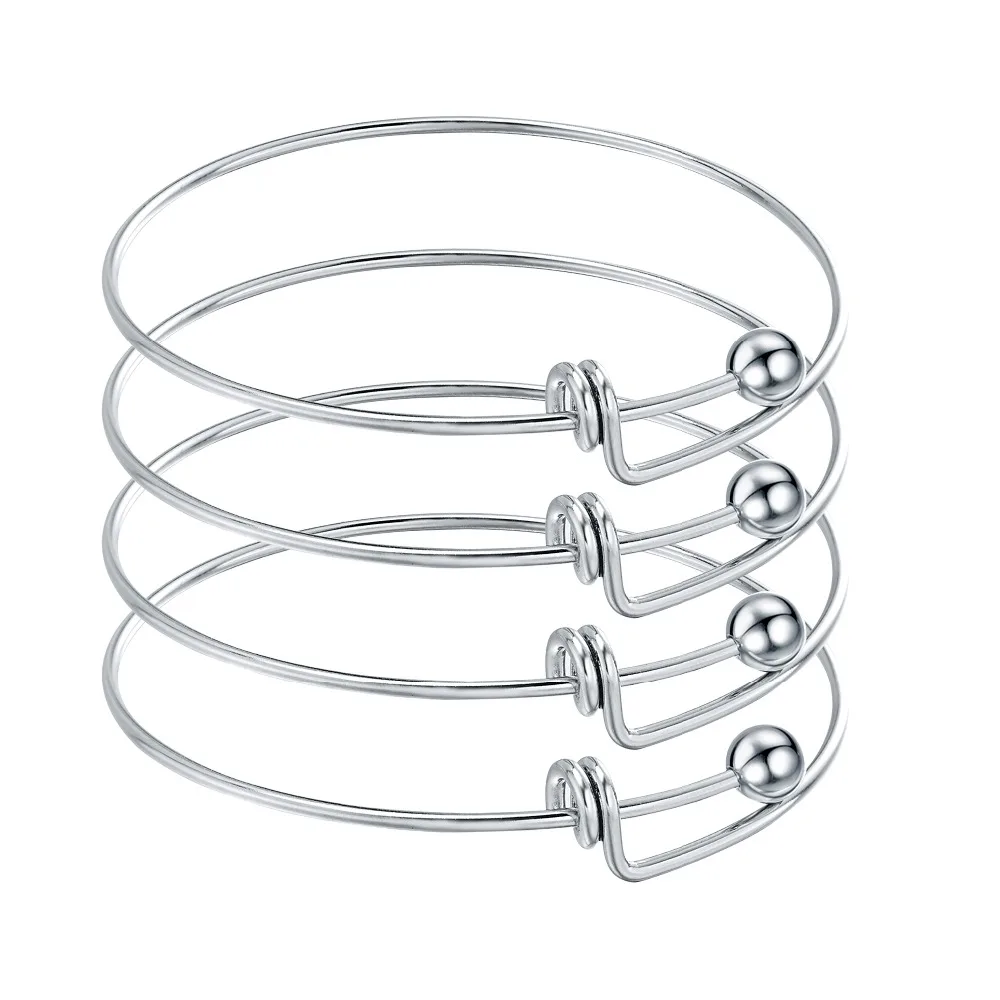 

5pcs Stainless steel Blank Adjustable Expandable Wire Bracelets Bangles For DIY Charm Bangle Jewelry