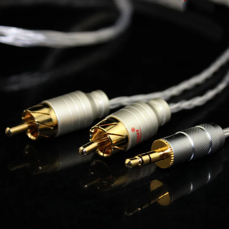 3 5 мм до 2 RCA один на два аудио кабеля посеребренный 2rca кабель для компьютерного