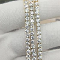 hiphop s925 silver 2 3mm d color vvs1 moissanite tennis chain bracelet necklace jewelry plated 18k gold bling iced out bracelets
