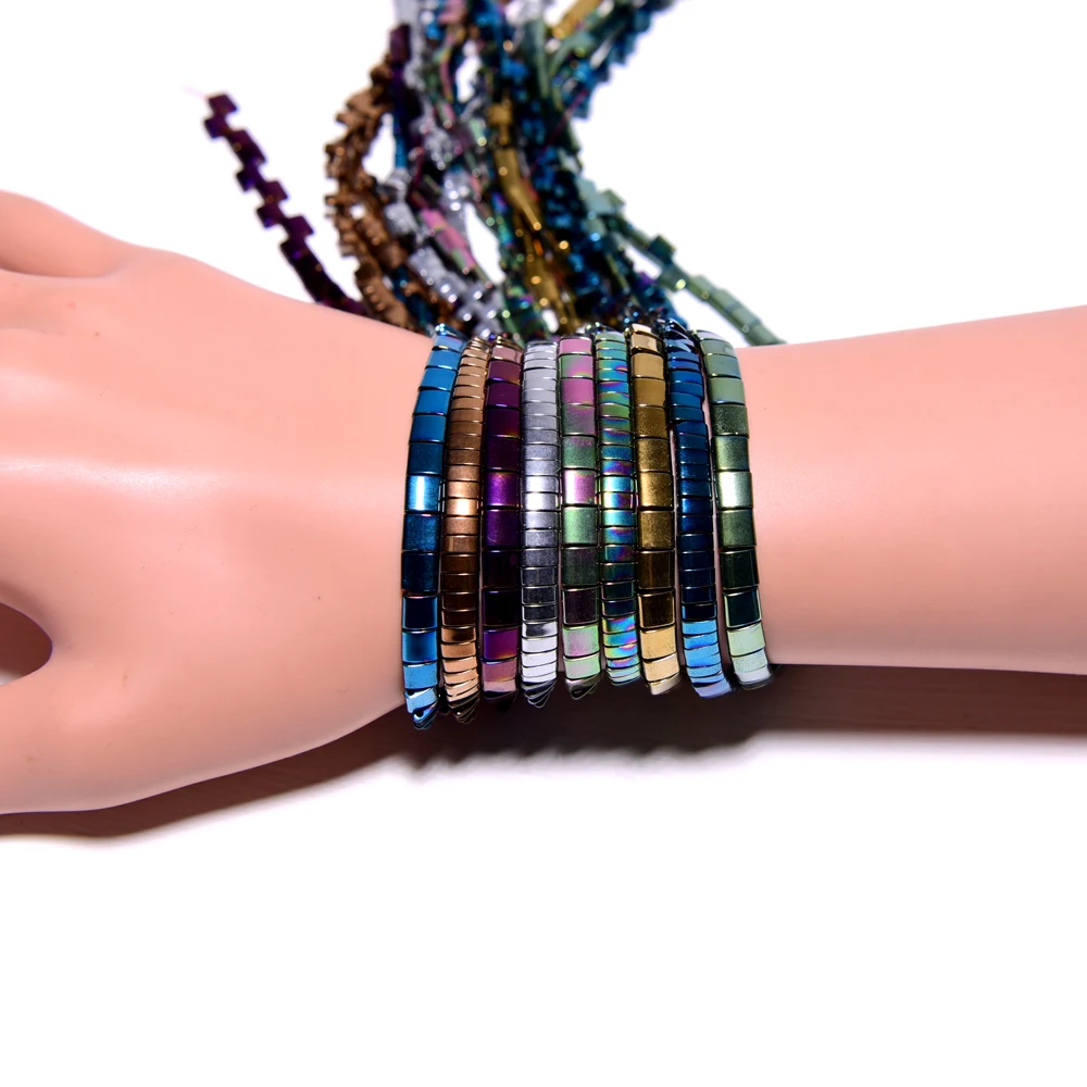 Бусины из гематита с двумя отверстиями бусины 2/5 мм каменные для рукоделия