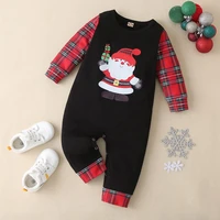 christmas baby boy romper cotton cartoon cute santa claus patchwork plaid long sleeve baby girl romper cool baby clothes 0 18m