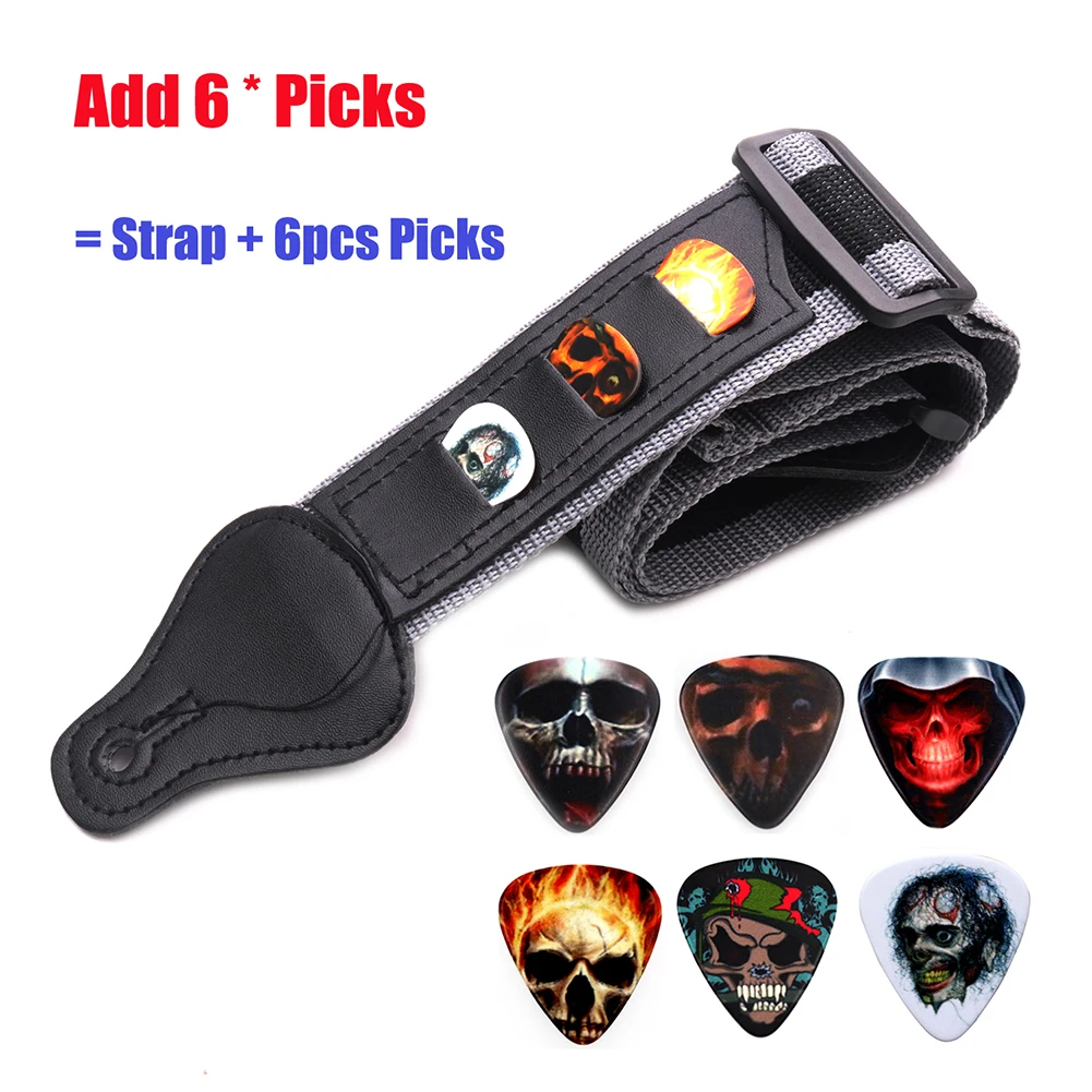 einstellbare elektrische gitarre strap mit 3 gitarre picks halter akustische gitarre bass strap gürtel tasche mit 6 picks zubehör free globa