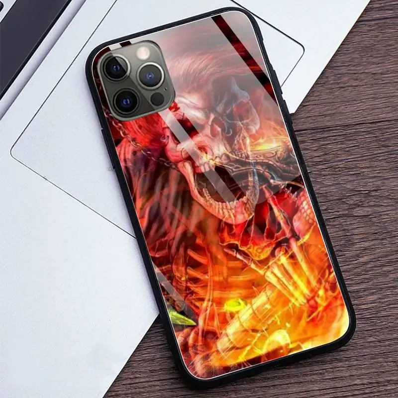 scary horror skull hot demon girl phone case tempered glass for iphone 12 11 pro xr xs max 8 x plus se 2020 12 pro max mini case free global shipping
