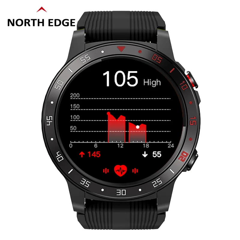 Смарт часы North Edge мужские цифровые спортивные водонепроницаемые с GPS Bluetooth