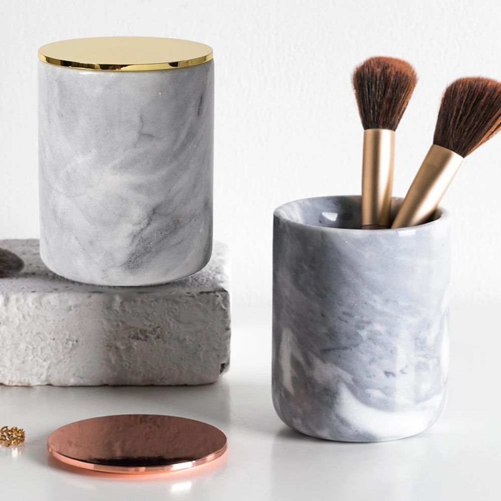 Натуральный Мрамор держатель для карандашей диспенсер кистей чашка кувшин в
