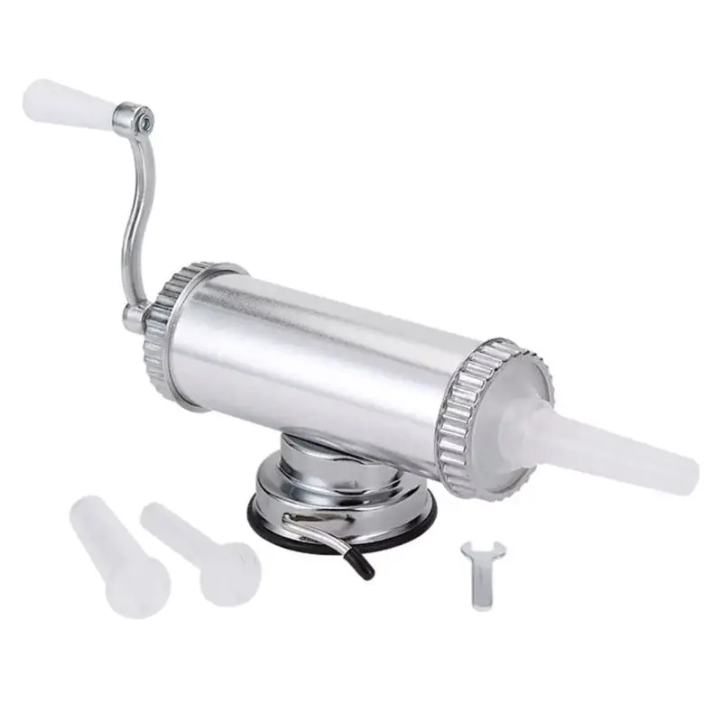 

1KG / 2LBS Sausage Stuffer Maker with Suction Base Homemade Sausages Filler Syringe Aluminum Manual