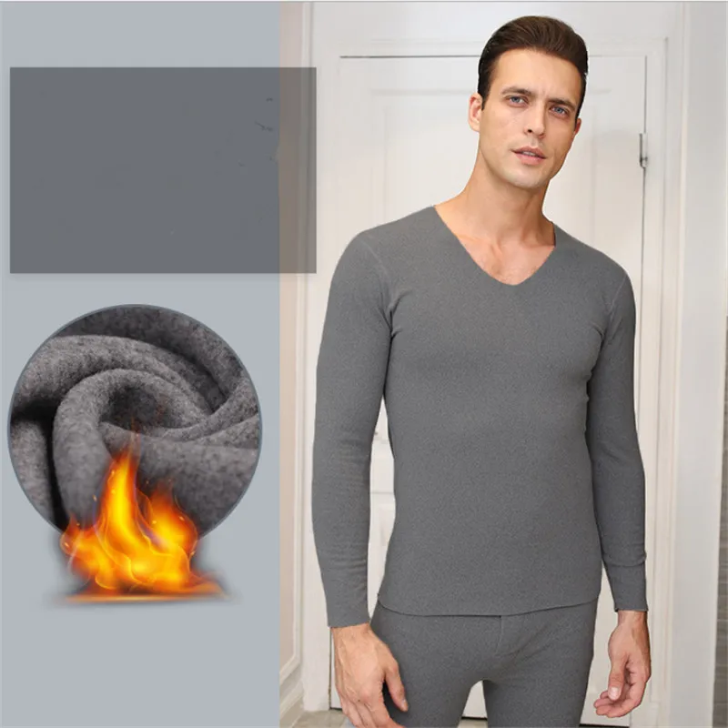 Обновленное двухстороннее бархатное мужское термобелье с V-образным вырезом