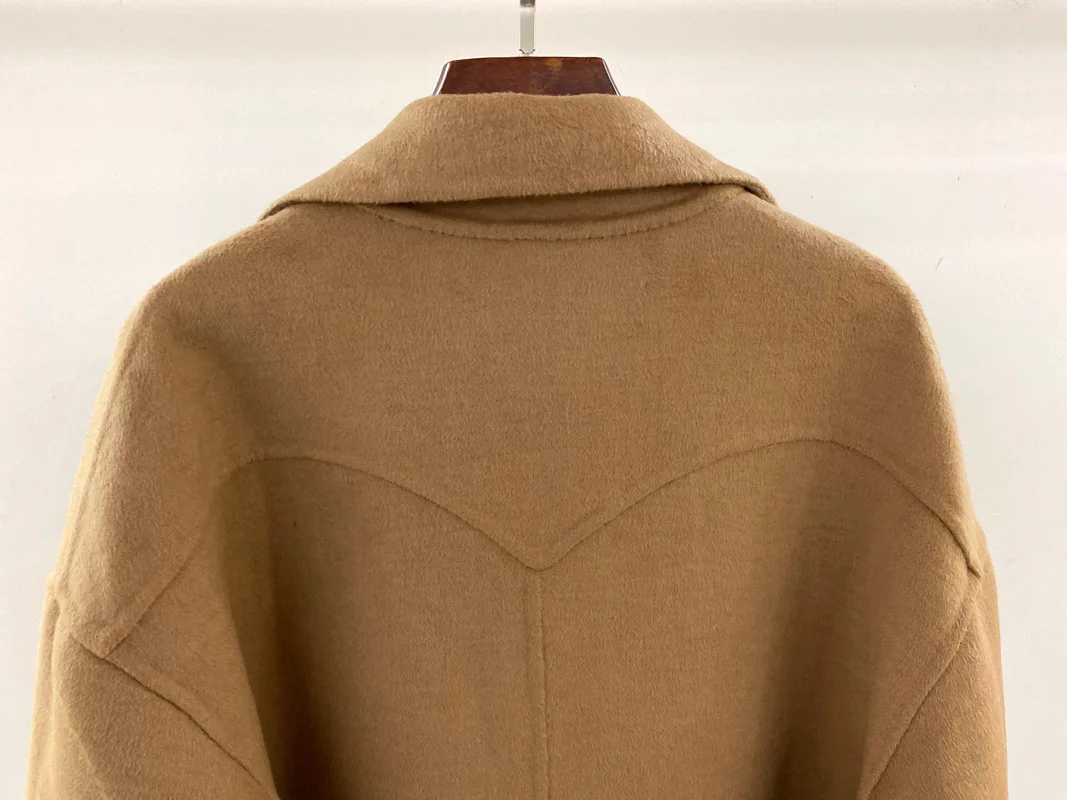 Женское двухстороннее шерстяное длинное пальто Дамская верхняя одежда с