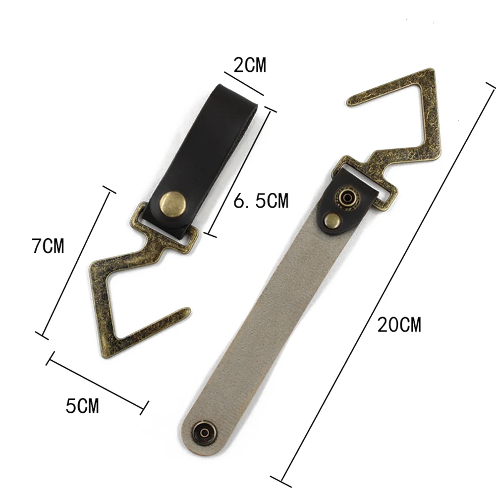 

4Pcs/Set Outdoor Camping Tripod Clothes Storage Hook Clothes Hanger Portable PU Leather Hooks for Camp Hiking