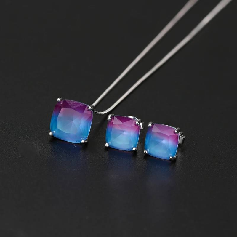 Набор украшений Newranos в виде арбуза турмалина ожерелье с квадратным кулоном