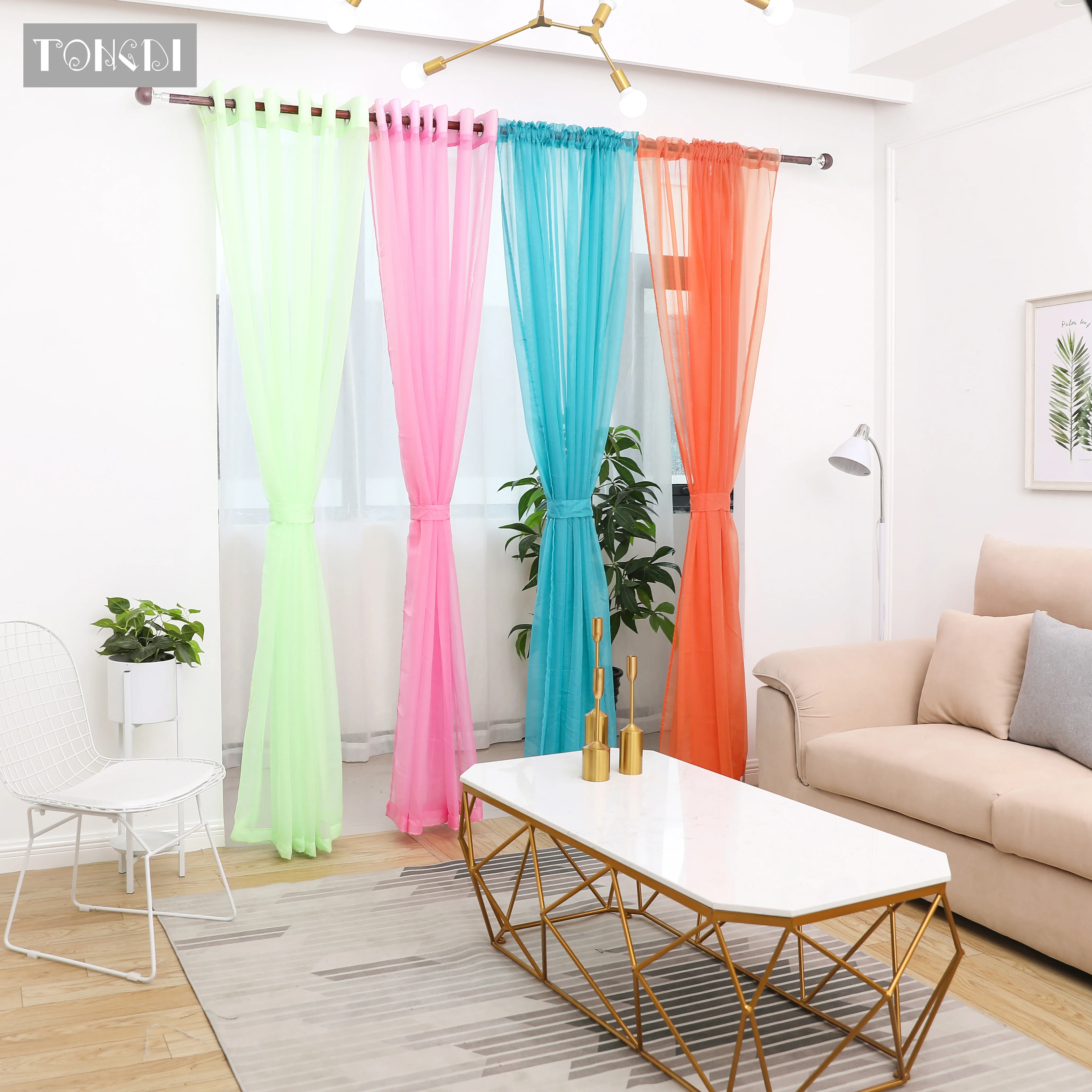 TONGDI Тюль разноцветный панельный дверной шарф балдахин оконный занавес