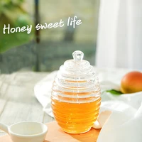 265ml transparent honey pot juice syrup dispenser honey jar with dripper stick storing dispensing honey jar kitchen organizer