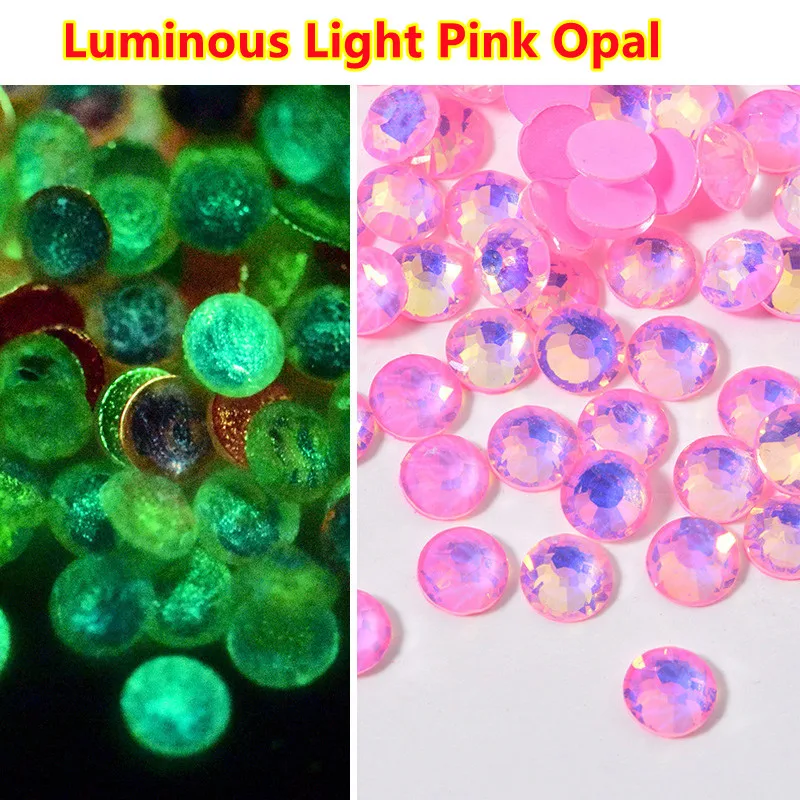 

Светящиеся в темноте 1440 шт. светящиеся светло-розовые опалы 3D Стразы дизайн ногтей не горячая фиксация с плоской задней стороной Стразы для ...