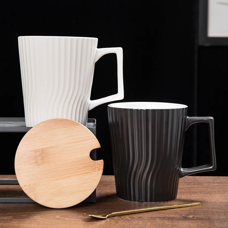 Тренд Чашки Керамическая Кружка с крышкой Ложка кофейная чашка для воды бытовая