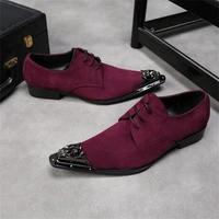 genuine leather lace up black pointed toe derby mens business british style fashion breathable leather shoes