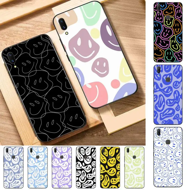 

Cute Funny Trippy Smiley Face Phone Case for Vivo Y91C Y11 17 19 17 67 81 Oppo A9 2020 Realme c3