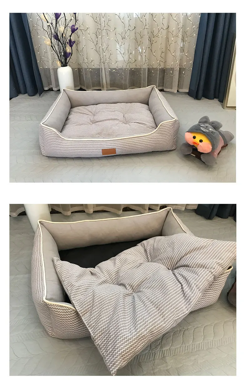 

Square kennel new removable and washable cat kennel pet litter summer breathable cotton and linen pet litter cat house pet