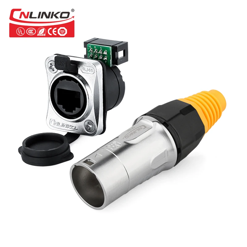 Водонепроницаемый штекер Cnlinko RJ45 гнездовые розетки паяльный разъем Ethernet