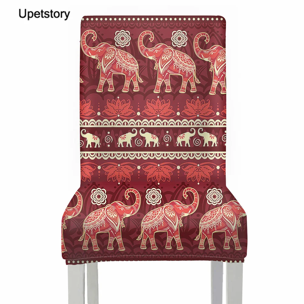 

Upetstory Removable Anti-dirty Seat Chair Cover Tribal Elephant Print Elastic Dining Chair Slipcover for Kitchen Chair Protector