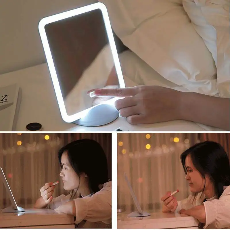 

LED Makeup Mirror with Magnetic Absorption Touching Screen Switch for Tabletop Bathroom Vanity Mirror Intelligent Lighting